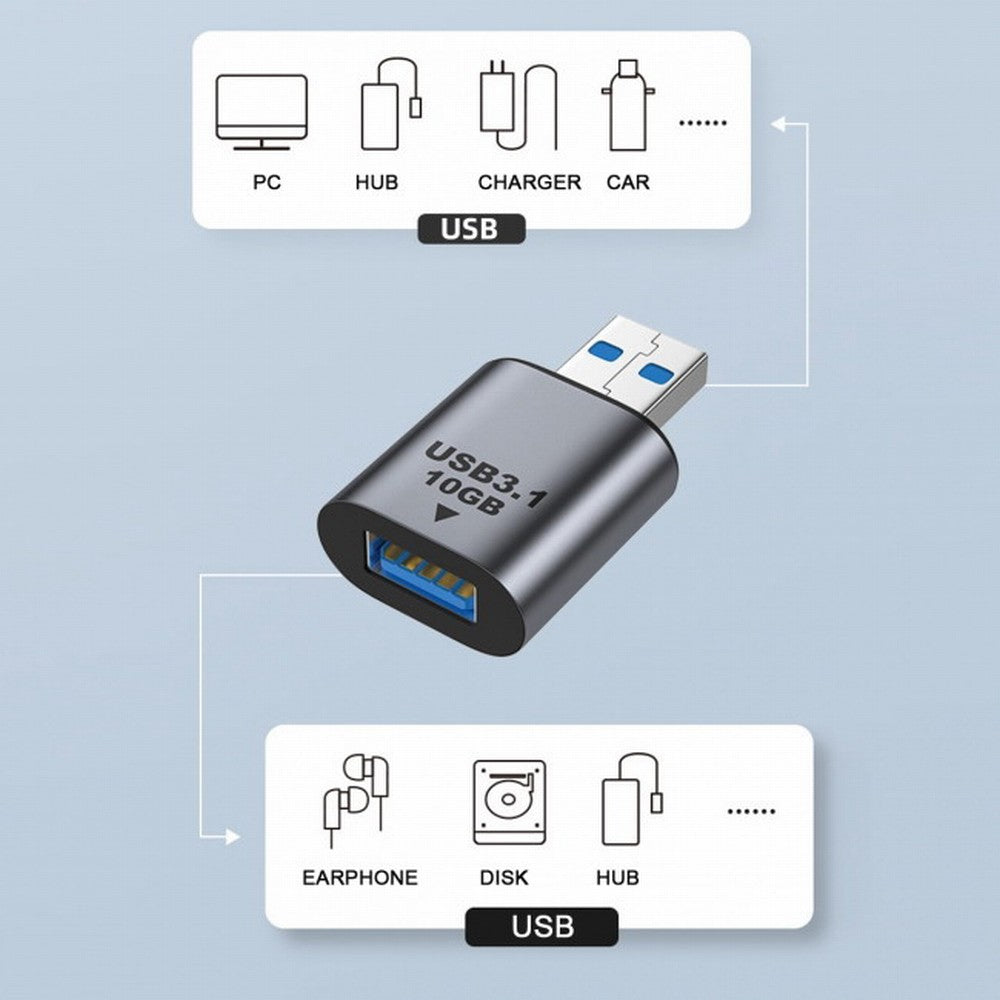 USB 3.0/3.1 Type A Female to USB 3.0/3.1 A Male Data Adapter 10Gbps Extension for Laptop Desktop UC-082-AMAF