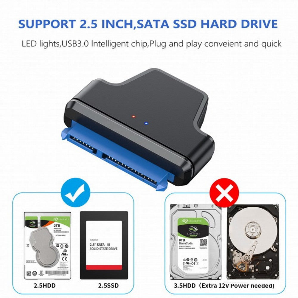 5Gbps Micro USB 3.0 to SATA 22Pin 7+15 Enclosure Adapter for 2.5" Hard Disk Drive SSD HDD Mass Storage Class U3-023