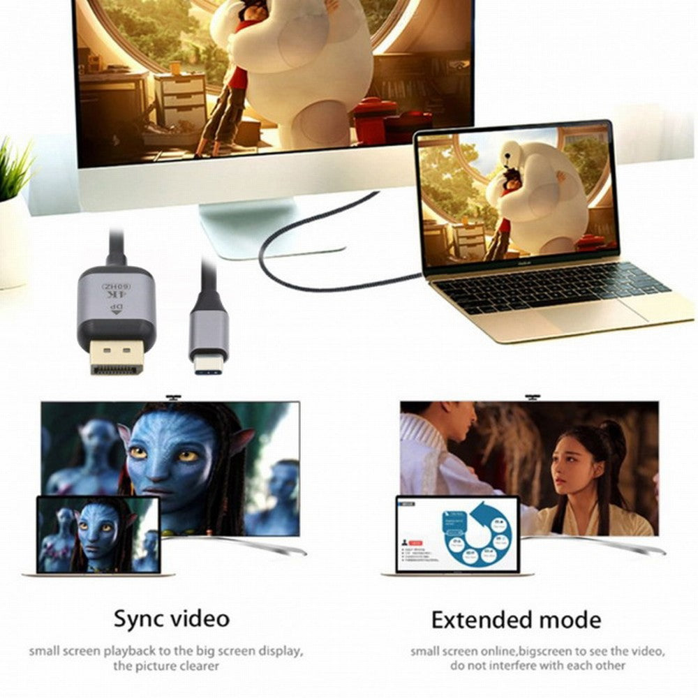 USB 3.1 Type C USB-C Source to DisplayPort DP Displays Male 4K Monitor Cable for Laptop 1.8m UC-018-DPF