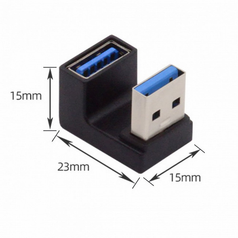 10Gbps USB3.0 Male to Female Extension Power Data Video Adapter Opposite U Shape Back Angled U3-018-OS