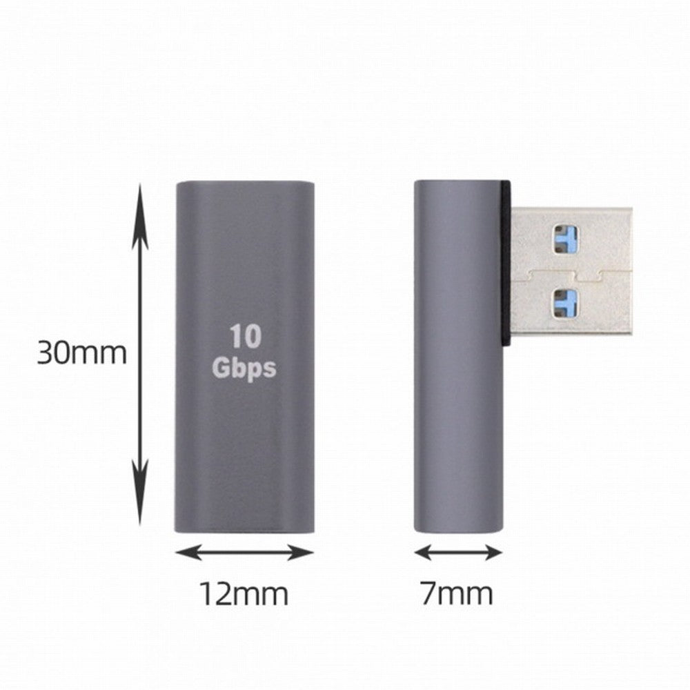 USB-C Type C Female Low Profile 90 Degree Left Angled to USB 3.0 A Male Data Adapter for Laptop Desktop UC-067-LP