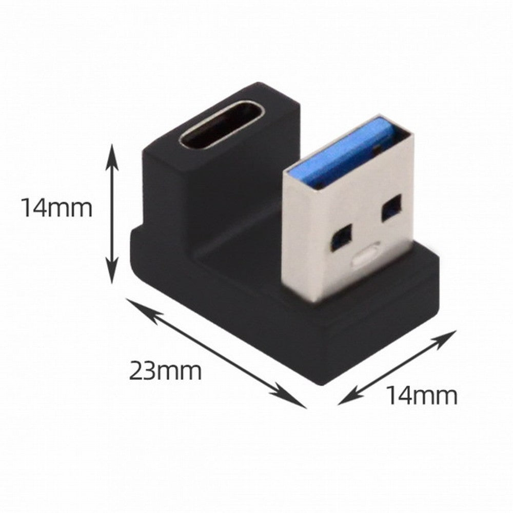 USB-C Type C Female Opposite U Shape Back Angled to USB 3.0 A Male Data Adapter for Laptop Desktop UC-067-OS