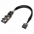 Dual USB 3.1 Front Panel Socket Key-A Type-E to USB 2.0 9Pin 10Pin Mainboard Header Male Cable Extension Adapter UC-022