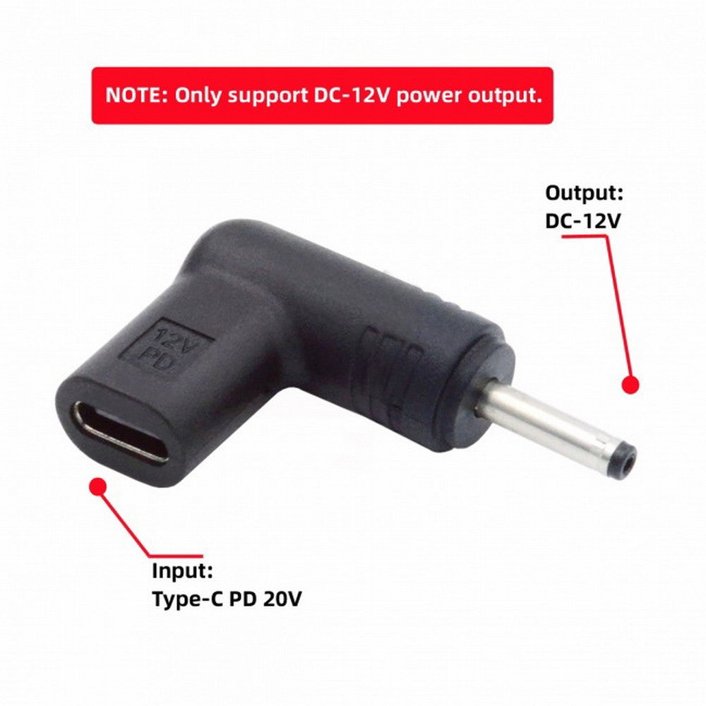 USB 3.1 Type C USB-C Female to DC 12V 3.0x1.1mm Plug Adapter PD Emulator Trigger 90 Degree Angled UC-090-3011MM