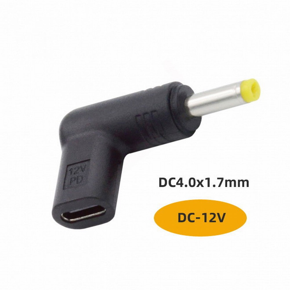 USB 3.1 Type C USB-C Female to DC 12V 4.0x1.7mm Plug Adapter PD Emulator Trigger 90 Degree Angled UC-090-4017MM