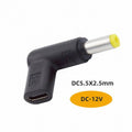 USB 3.1 Type C USB-C Female to DC 12V 5.5x2.5mm Plug Adapter PD Emulator Trigger 90 Degree Angled UC-090-5525MM