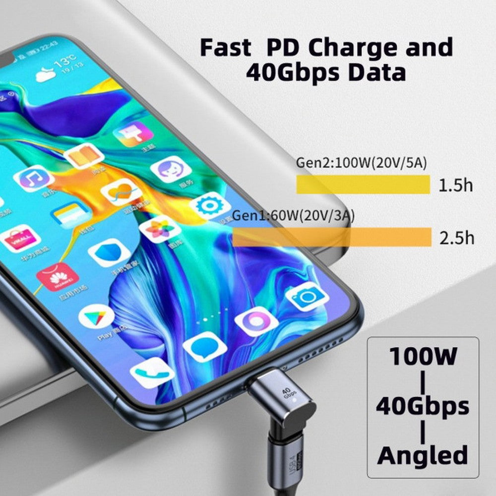 Magnetic Connector 40Gbps USB4 Type C Male to Female 90 Degree Up Down Angled 100W Power Data 8K Video Adapter for Laptop Phone UC-028-UP