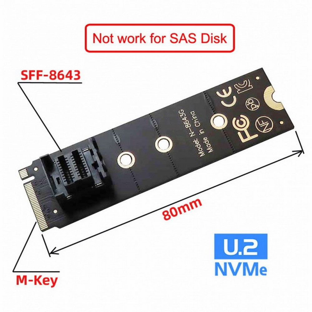 22x80mm U.2 Kit SFF-8639 NVME PCIe4.0 SSD Adapter for Mainboard SSD 750 p3600 p3700 M.2 SFF-8643 Mini SAS HD SF-094-BK
