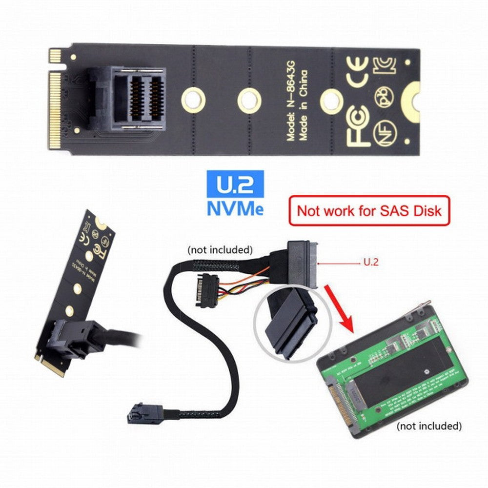 22x80mm U.2 Kit SFF-8639 NVME PCIe4.0 SSD Adapter for Mainboard SSD 750 p3600 p3700 M.2 SFF-8643 Mini SAS HD SF-094-BK