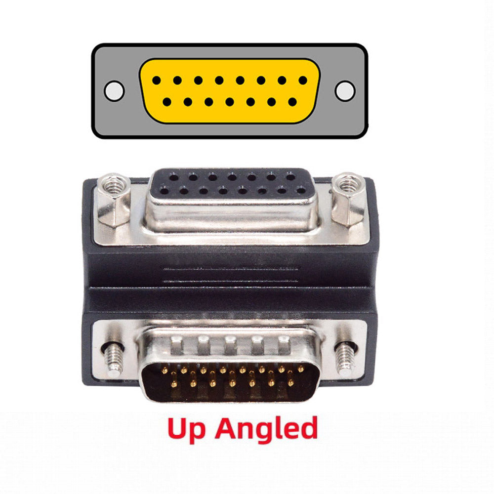 Up 90 Degree Angled DSUB D-subminiature 15pin Male to Female Extension Adapter DB Connector DB-003-UP