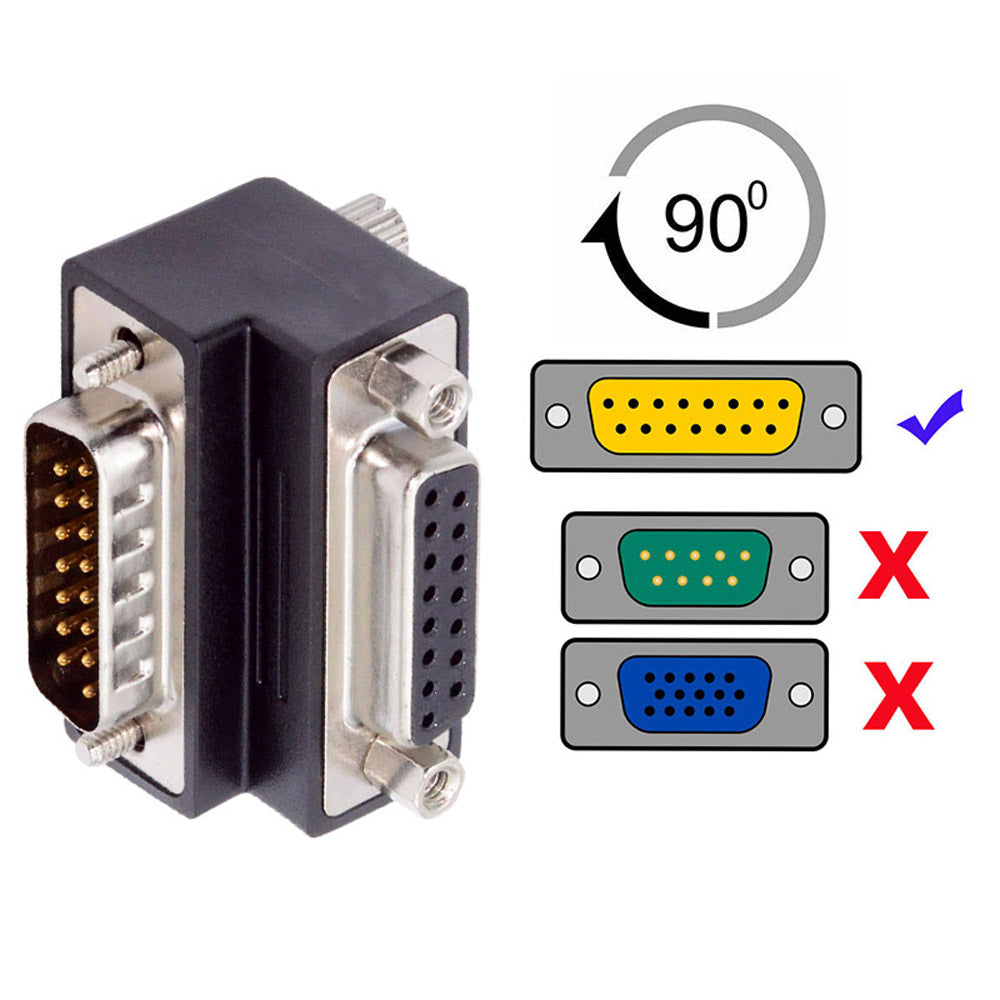 Up 90 Degree Angled DSUB D-subminiature 15pin Male to Female Extension Adapter DB Connector DB-003-UP