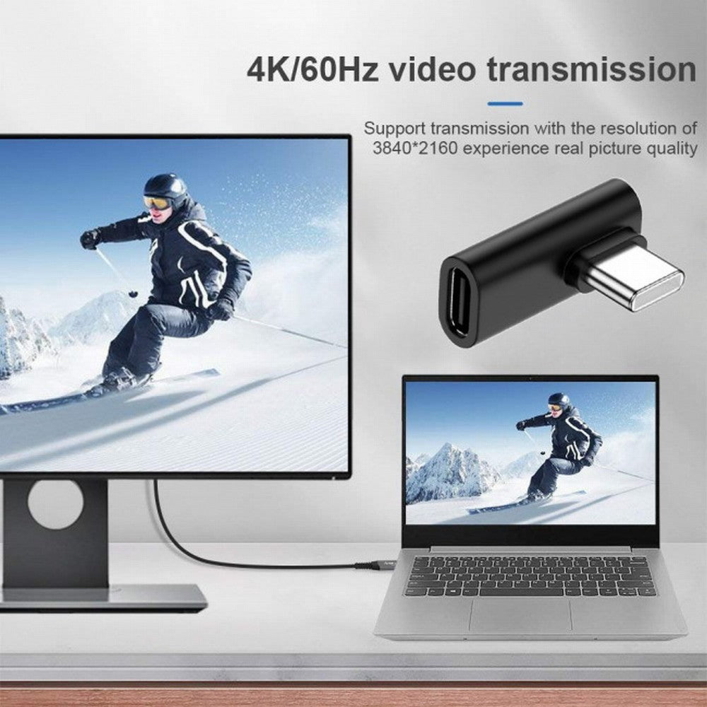 Low Profile 90 Degree Right Left Angled USB 3.1 Type-C Male to Female Extension Adapter for Laptop Tablet Phone UC-068-LP
