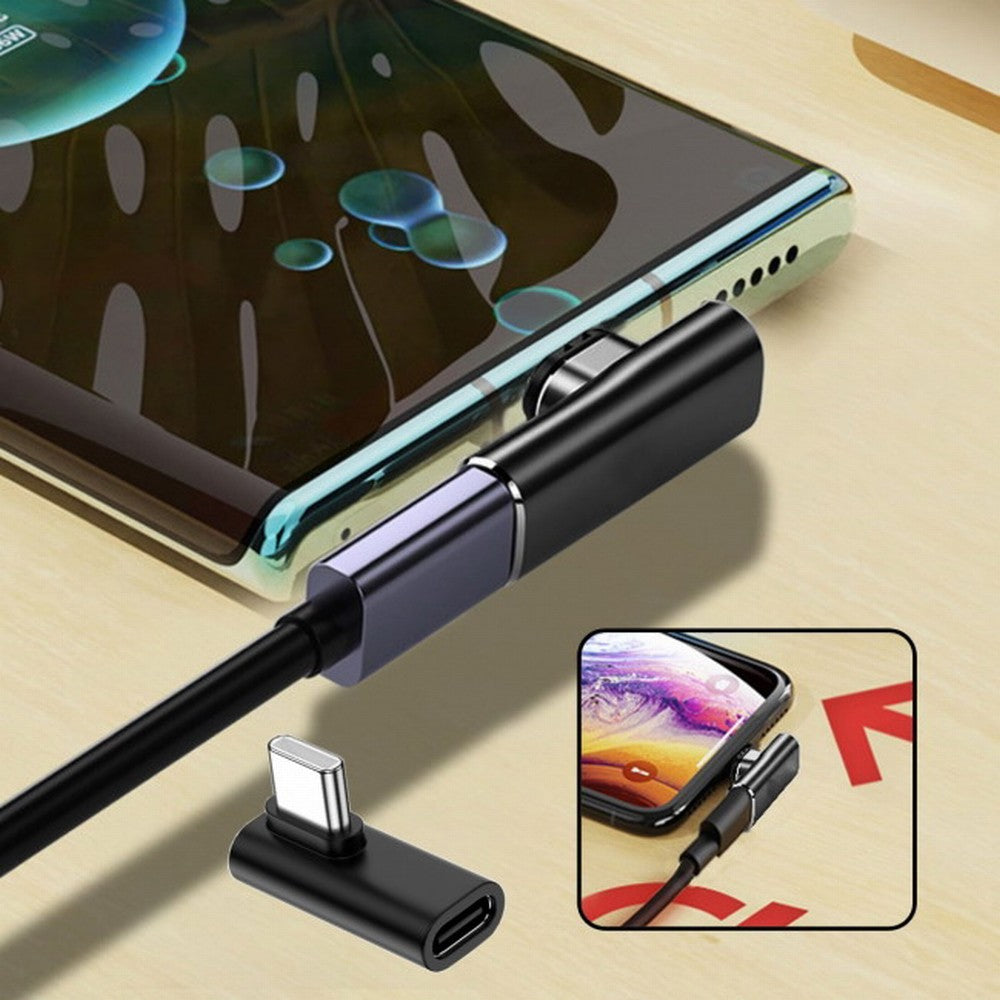Low Profile 90 Degree Right Left Angled USB 3.1 Type-C Male to Female Extension Adapter for Laptop Tablet Phone UC-068-LP