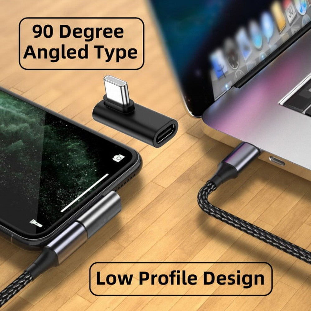 Low Profile 90 Degree Right Left Angled USB 3.1 Type-C Male to Female Extension Adapter for Laptop Tablet Phone UC-068-LP