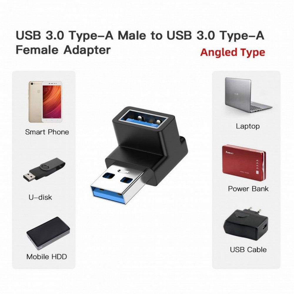 10Gbps USB3.0 Male to Female Extension Power Data Video Adapter 90 Degree Up Angled Type U3-018-UP