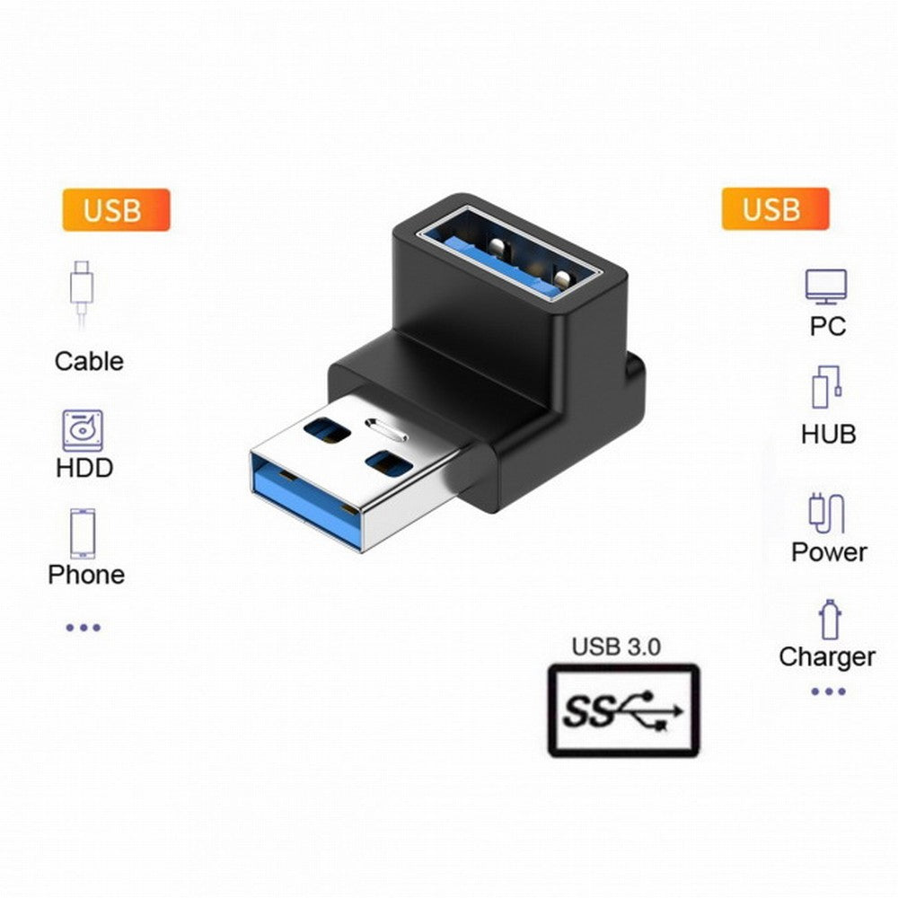 10Gbps USB3.0 Male to Female Extension Power Data Video Adapter 90 Degree Up Angled Type U3-018-UP