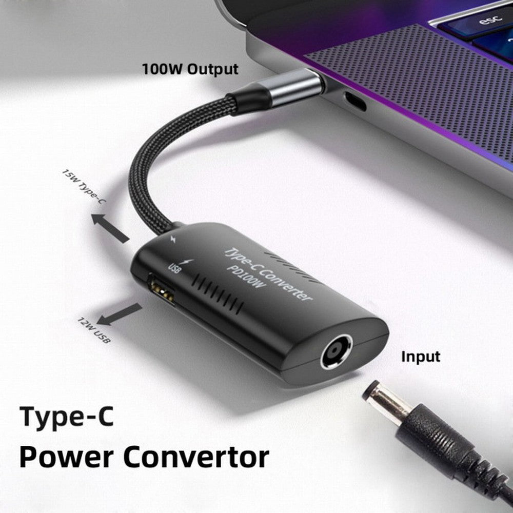 DC Power 5.5x2.5mm 5.5x2.1mm Input to 100W Dual Type C USB-C and Type-A Output PD Emulator Trigger Charge Cable UC-121-5521MM