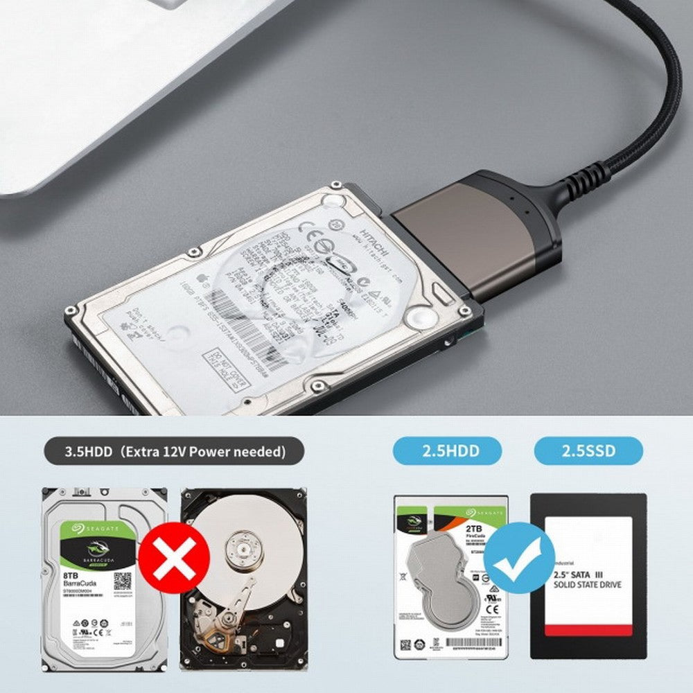 5Gbps USB 3.0 Type-A to SATA 22 Pin Adapter Cable for 2.5" Hard Disk Driver SSD U3-077-SL