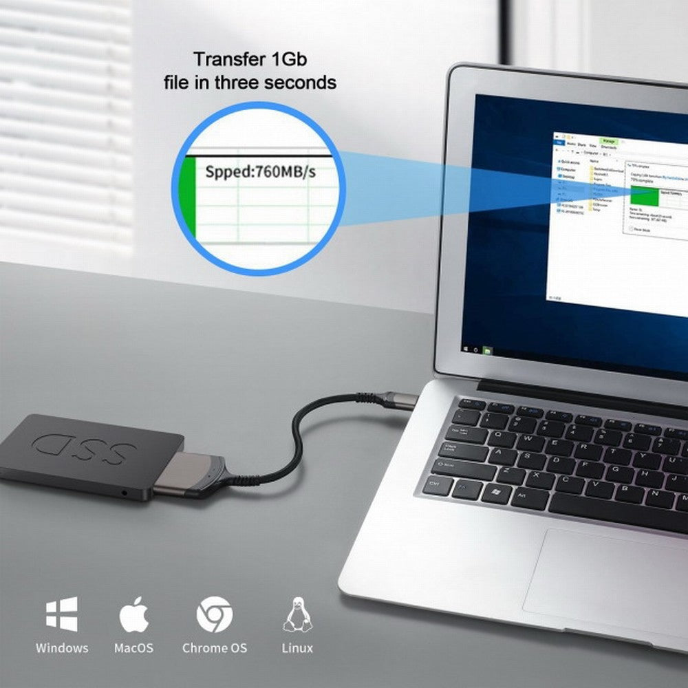 5Gbps USB-C Type-C to SATA 22 Pin Adapter Cable for 2.5" Hard Disk Driver SSD Laptop UC-146-SL