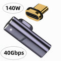 Magnetic Connector USB4 140W 40Gbps USB4 Type C Male to Female Low Profile Right Angled Power Data 8K Video Adapter for Laptop Phone UC-062-LP