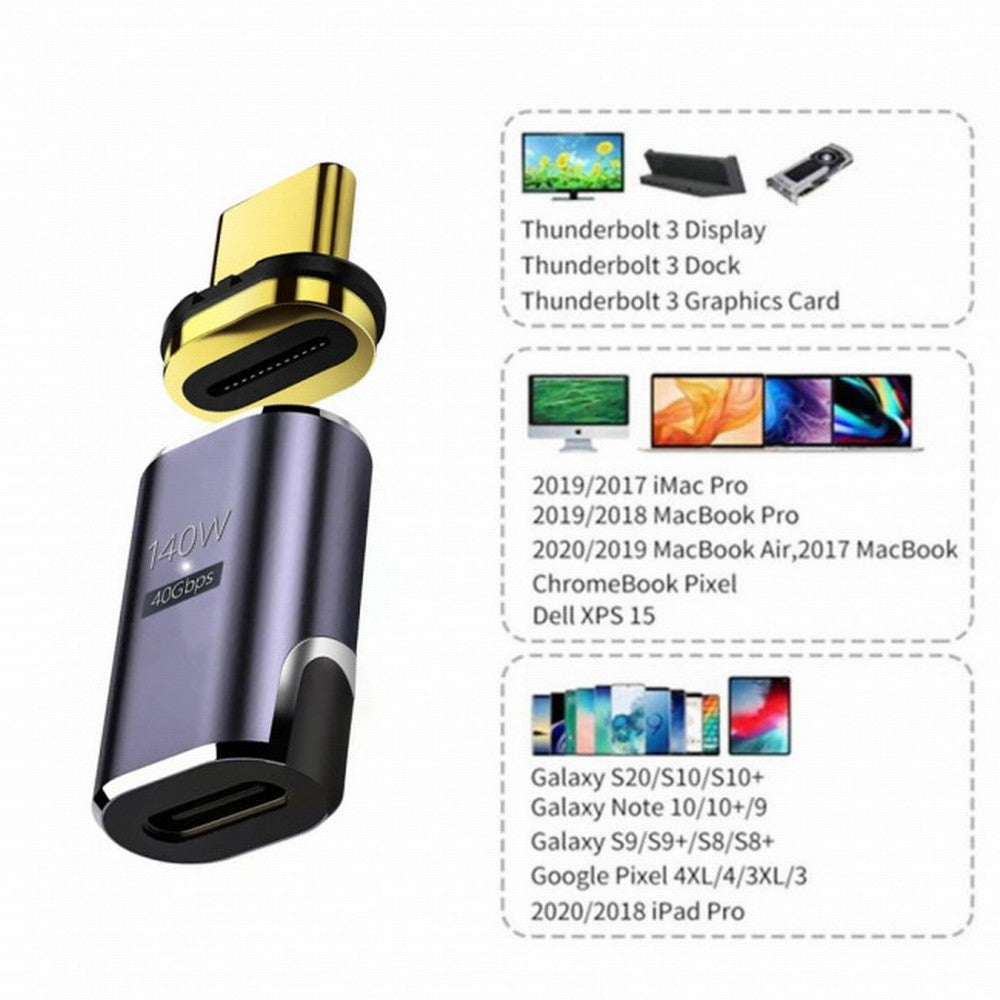 Magnetic Connector USB4 140W 40Gbps USB4 Type C Male to Female Adapter Power Data 8K Video for Laptop Phone UC-062-MF