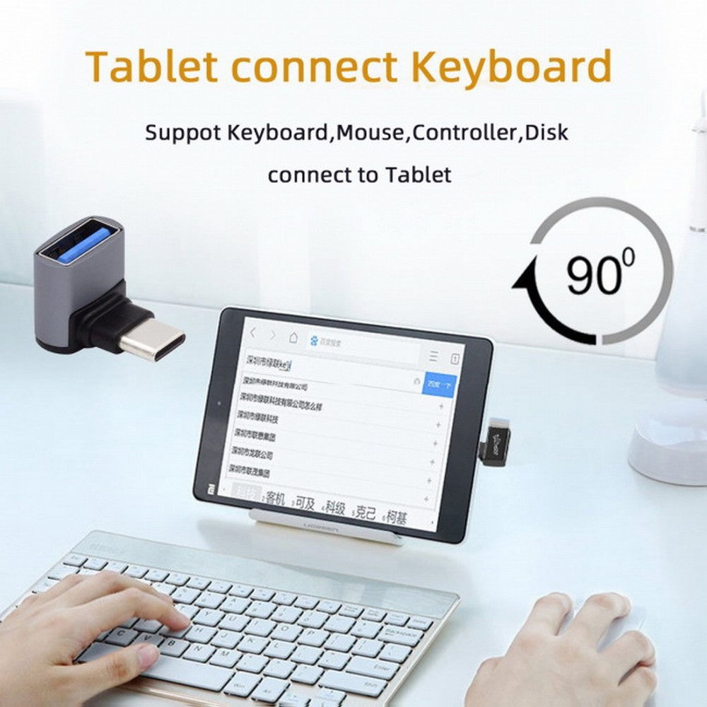 Up Down Angled USB-C Type-C to USB 3.0 Female OTG Adapter 90 Degree for Laptop Tablet Phone UC-035-UP