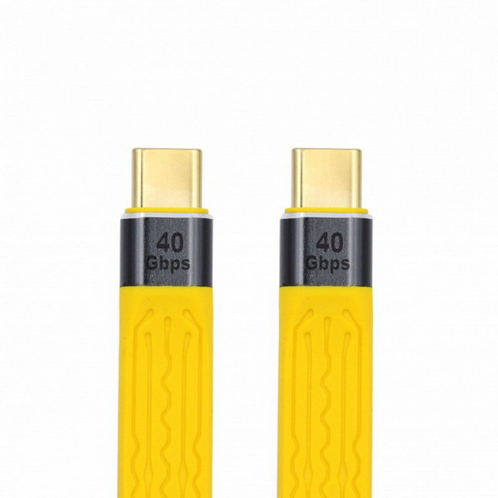 Yellow Type-C USB-C Male to Male USB4 40Gbps 100W 8K Flat Slim FPC Data Cable for Laptop Phone 13cm UC-002-0.13Y
