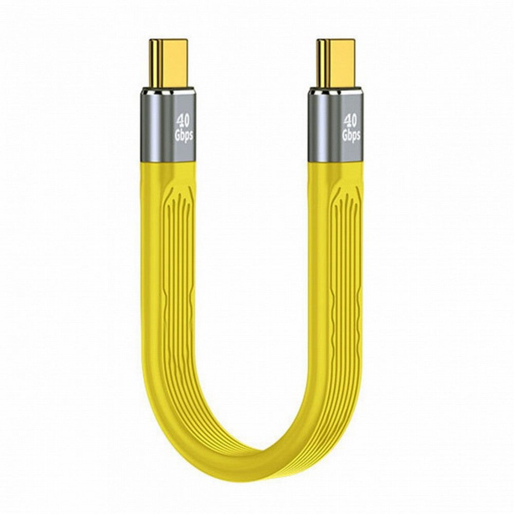 Yellow Type-C USB-C Male to Male USB4 40Gbps 100W 8K Flat Slim FPC Data Cable for Laptop Phone 13cm UC-002-0.13Y