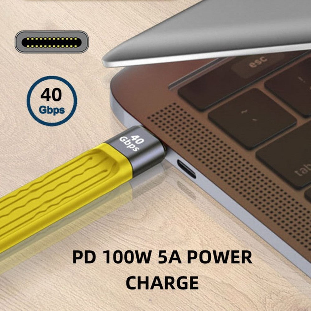 Yellow Type-C USB-C Male to Male USB4 40Gbps 100W 8K Flat Slim FPC Data Cable for Laptop Phone 13cm UC-002-0.13Y
