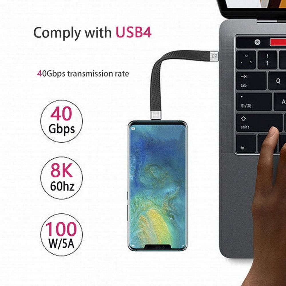 Type-C USB-C Male to Male USB4 40Gbps 100W 8K Flat Slim FPC Data Cable 13cm for Laptop Phone UC-002-0.13M