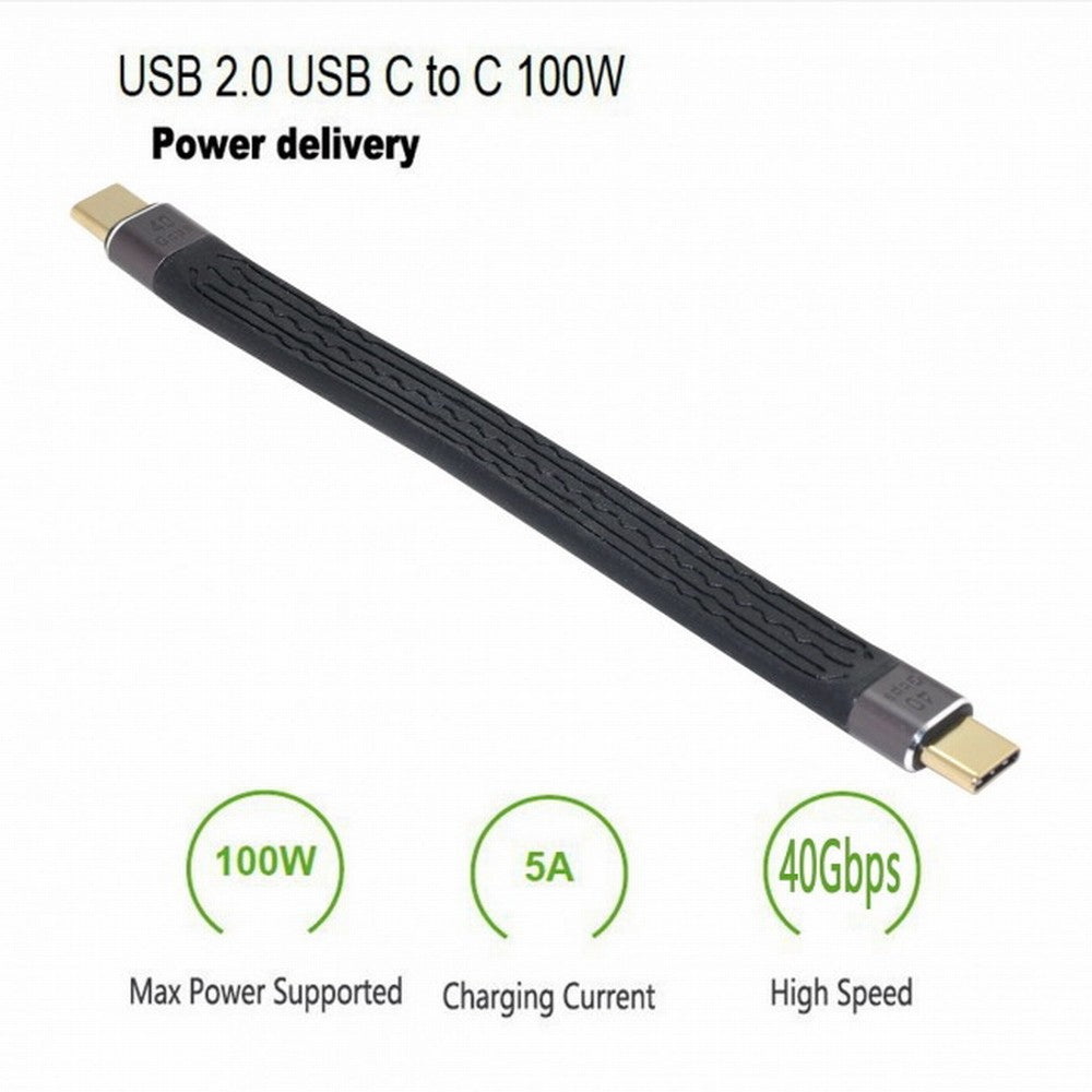 Type-C USB-C Male to Male USB4 40Gbps 100W 8K Flat Slim FPC Data Cable 13cm for Laptop Phone UC-002-0.13M