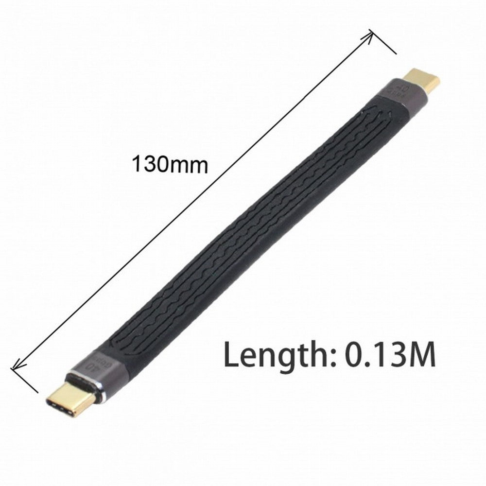 Type-C USB-C Male to Male USB4 40Gbps 100W 8K Flat Slim FPC Data Cable 13cm for Laptop Phone UC-002-0.13M