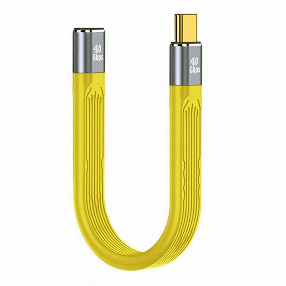 Yellow USB4 Extension Cable Slim Flat Male to Female 40Gbps with 100W Charging and 8K@60Hz Compatible with Thunderbolt3/4 UC-040-0.13Y