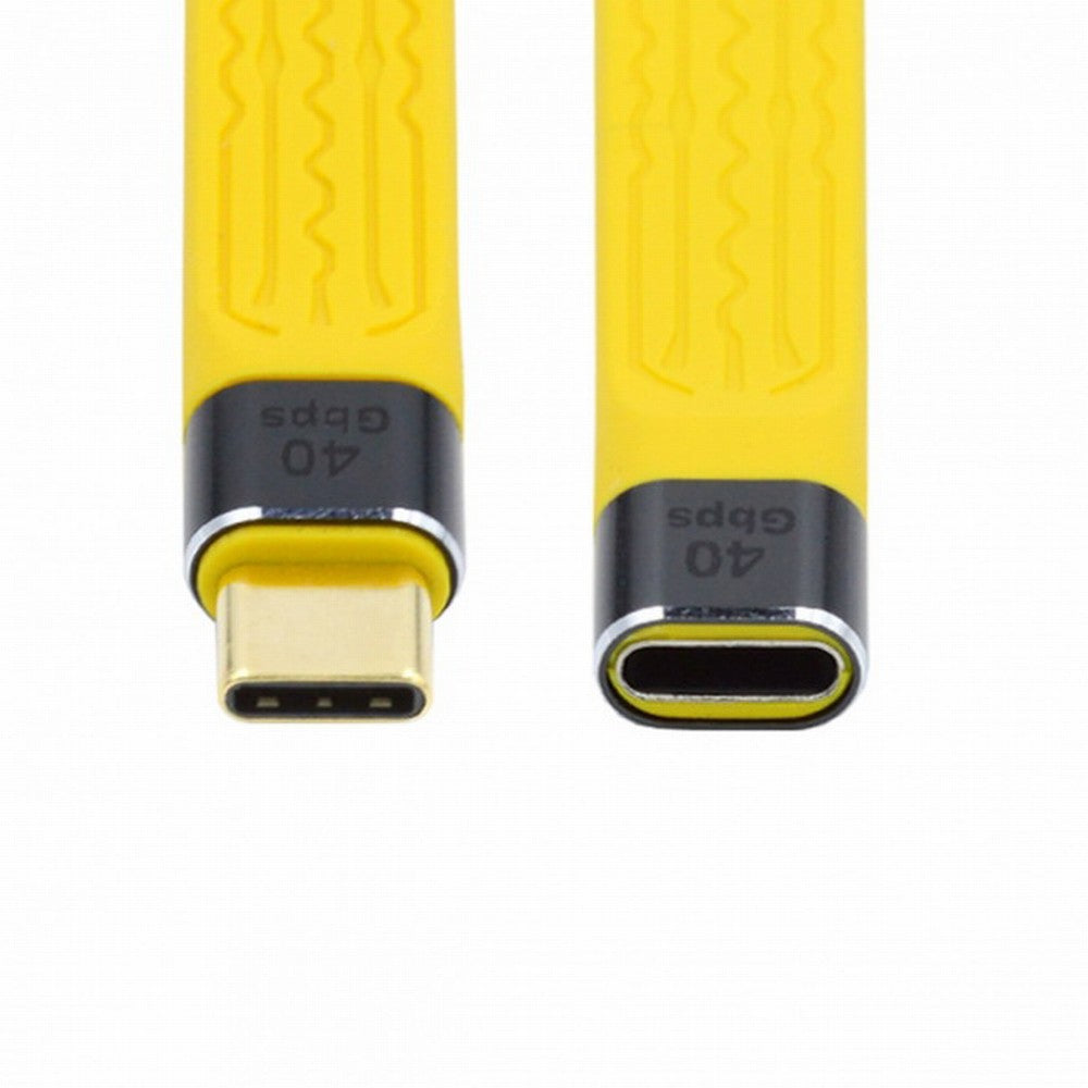 Yellow USB4 Extension Cable Slim Flat Male to Female 40Gbps with 100W Charging and 8K@60Hz Compatible with Thunderbolt3/4 UC-040-0.13Y