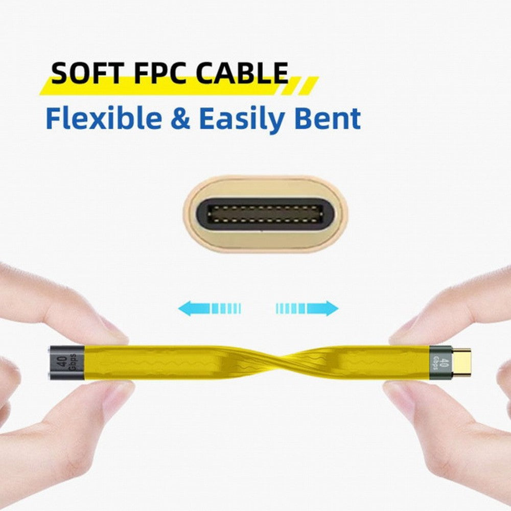 Yellow USB4 Extension Cable Slim Flat Male to Female 40Gbps with 100W Charging and 8K@60Hz Compatible with Thunderbolt3/4 UC-040-0.13Y
