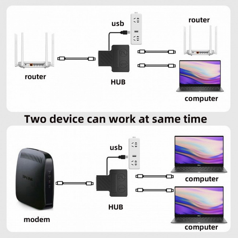 100Mbps STP UTP RJ45 8P8C Plug To Dual RJ45 HUB Splitter Network Ethernet Switcher Adapter UT-015
