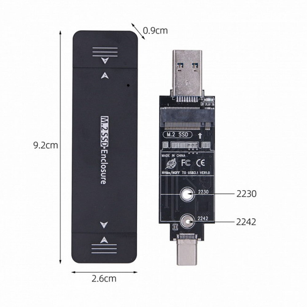 Combo Type-C USB3.0 to NVME M-key M.2 NGFF SATA SSD PCBA Case 2230/2242mm Adapter RTL9210B Chipset UC-057-2242MM