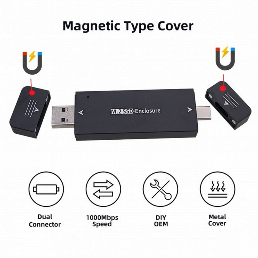 Combo Type-C USB3.0 to NVME M-key M.2 NGFF SATA SSD PCBA Case 2230/2242mm Adapter RTL9210B Chipset UC-057-2242MM
