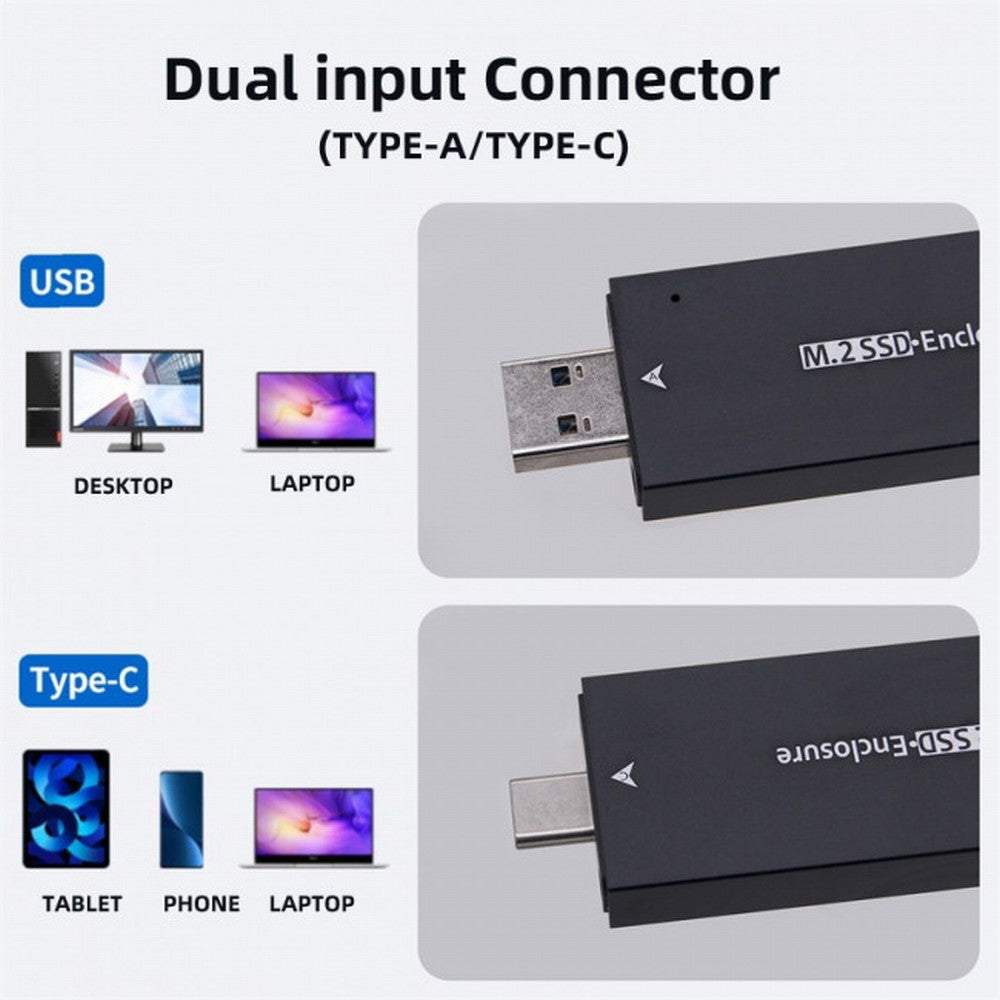 Combo Type-C USB3.0 to NVME M-key M.2 NGFF SATA SSD PCBA Case 2230/2242mm Adapter RTL9210B Chipset UC-057-2242MM