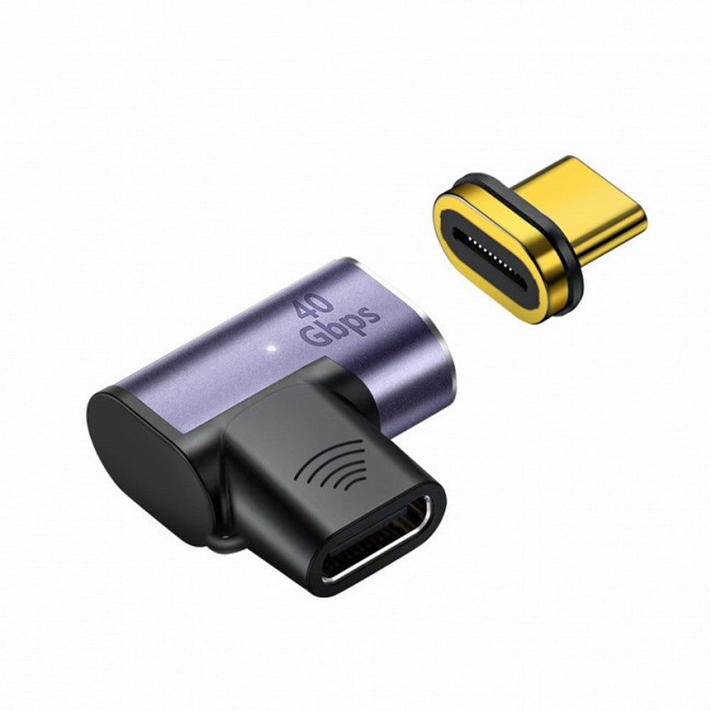 Magnetic Connector 40Gbps USB4 Type C Male to Female 90 Degree Left Right Angled Adapter for Laptop Phone 100W Power Data 8K Video UC-028-LE