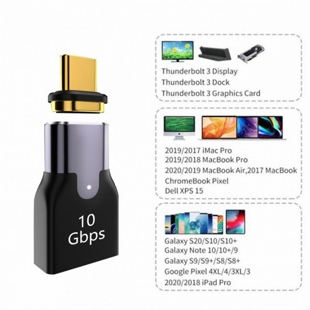 Magnetic 10Gbps Type C Male to USB3.0 Female OTG Data Adapter Straight Connector for Laptop Phone UC-028-AFB