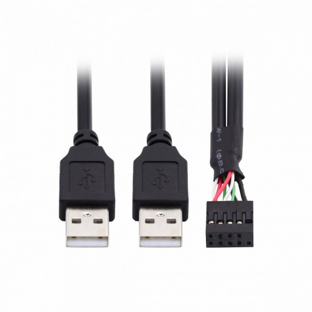 Motherboard 9Pin 10Pin Female Housing to Dual USB 2.0 Male Type-A Cable 50cm U2-128