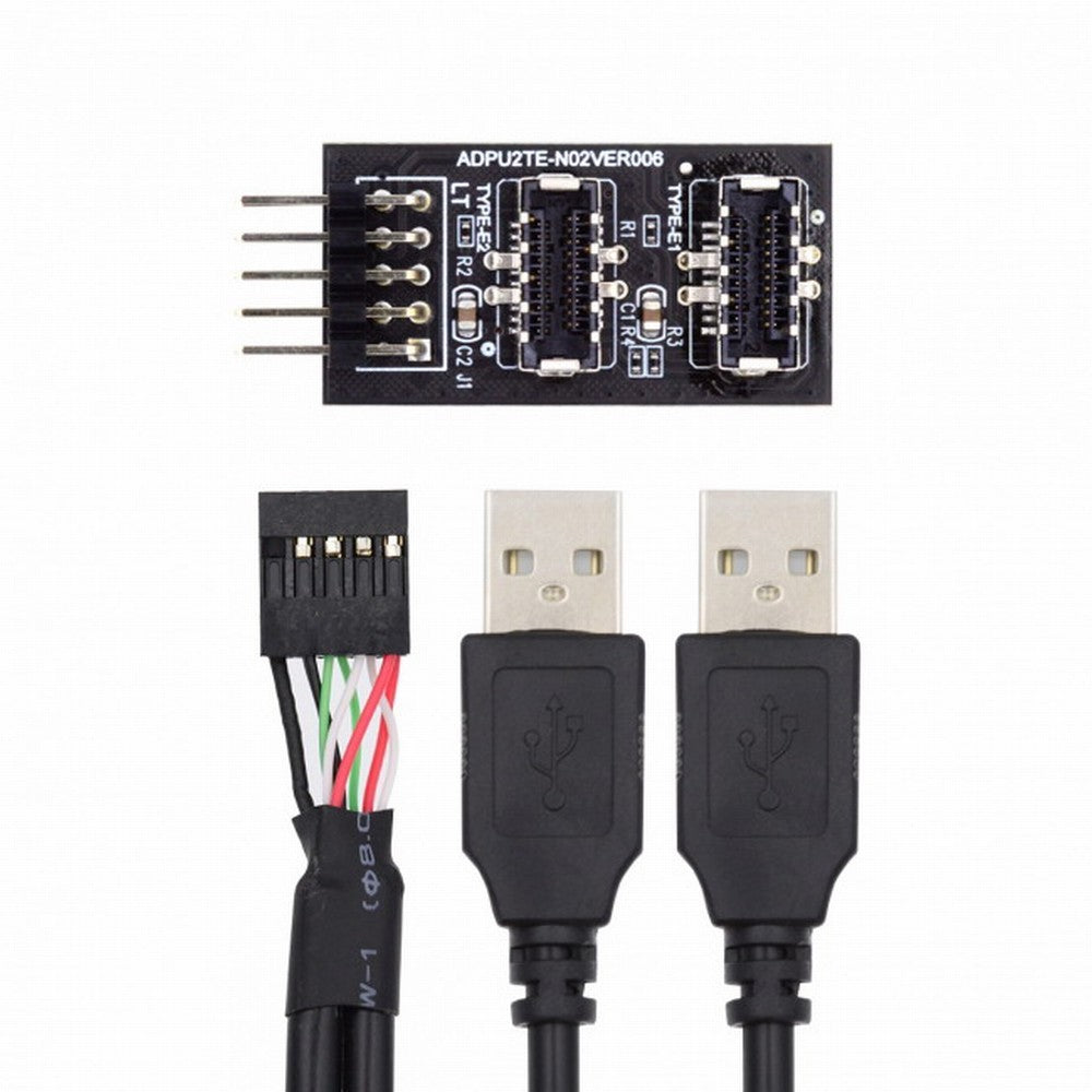 Dual USB 3.1 Front Panel Socket Key-A Type-E to USB 2.0 Type-A 9Pin 10Pin Mainboard Header Male Cable Extension Adapter U2-128+UC-022