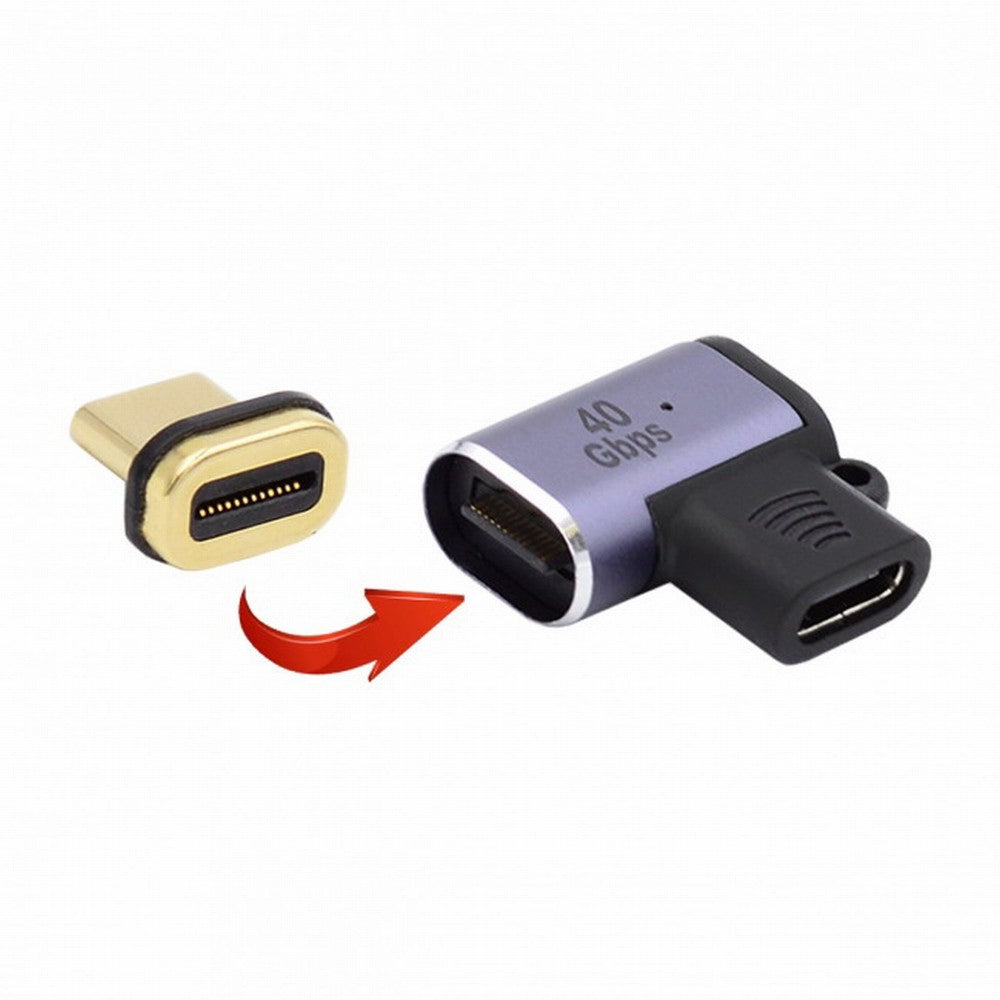 Magnetic Connector 40Gbps USB4 Type C Male to Female 90 Degree Left Right Angled Adapter for Laptop Phone 100W Power Data 8K Video UC-028-LE