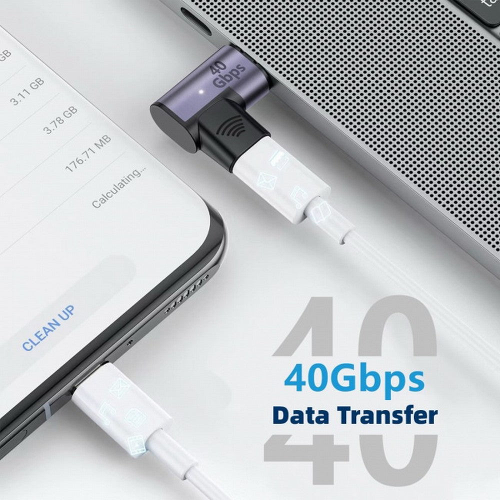Magnetic Connector 40Gbps USB4 Type C Male to Female 90 Degree Left Right Angled Adapter for Laptop Phone 100W Power Data 8K Video UC-028-LE