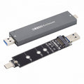 Combo Type-C USB3.0 to NVME M-key M.2 NGFF SATA SSD PCBA Case 2280/2242/2230mm Adapter RTL9210B Chipset UC-057-2280MM