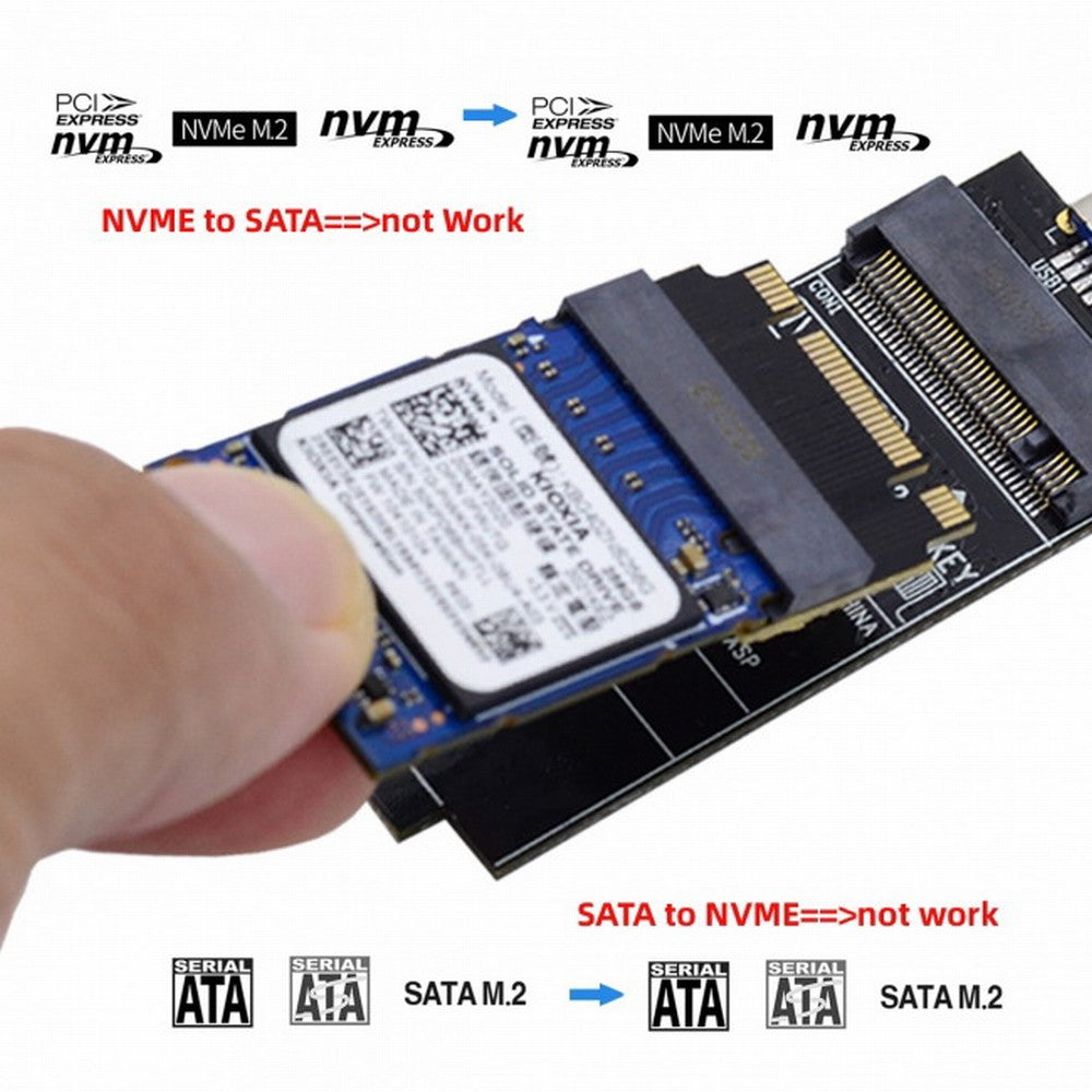 NGFF B+M Key NVME M-Key 22x30mm to 22x42mm Male to Female Extension Adapter Compatible with Legion Go ThinkPad 2230 2242 SSD SA-047