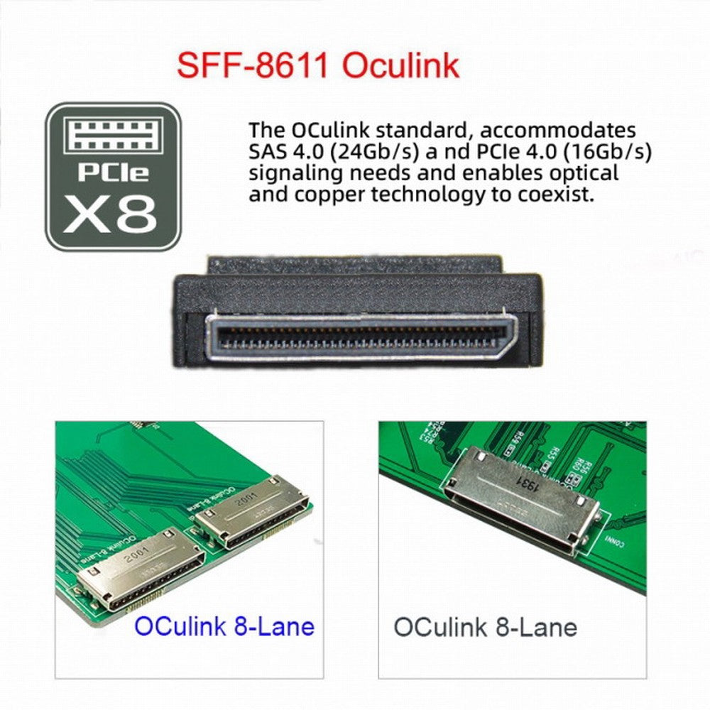 OCuLink PCIe PCI-Express SFF-8611 8x 8-Lane to Dual SFF-8087 4x SSD Data Active Cable 50cm SF-050