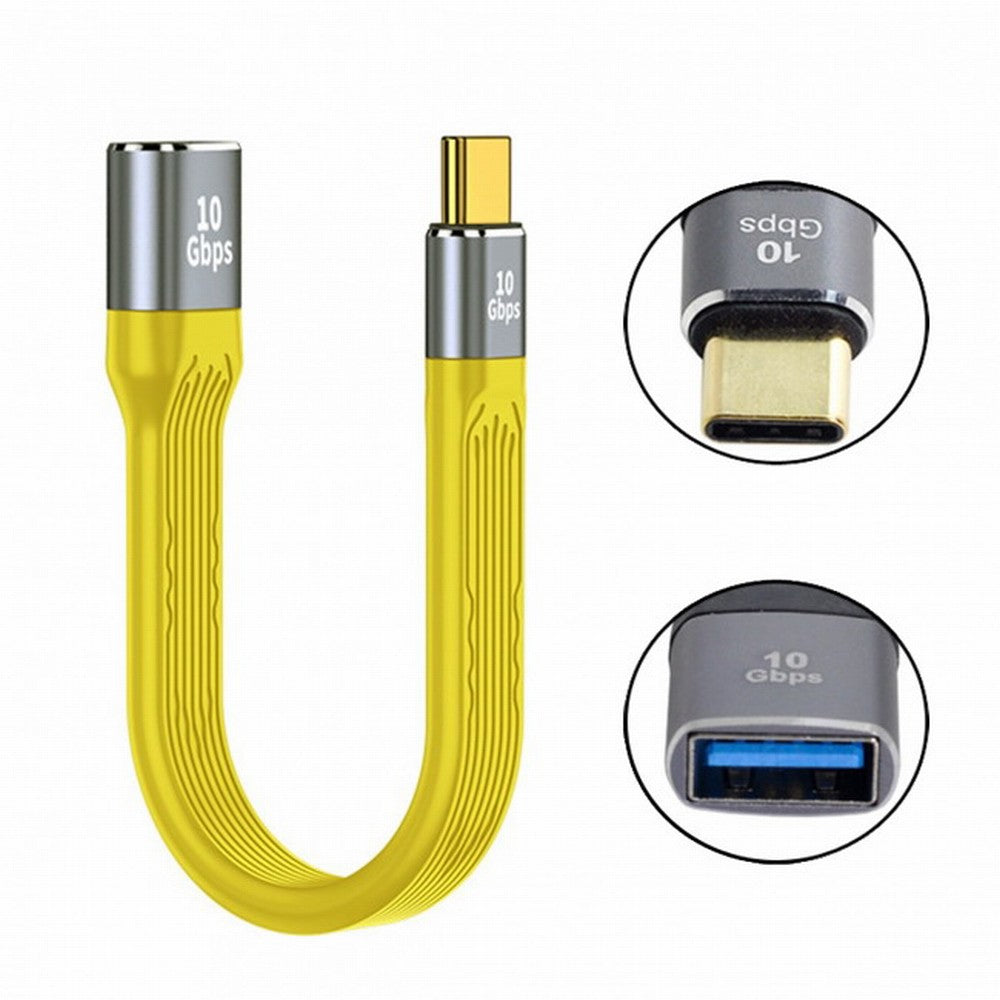 Yellow USB 3.1 Type C Male Host to USB3.0 Type A Female OTG Flat Slim FPC Data Cable for Laptop Phone UC-063-0.13Y