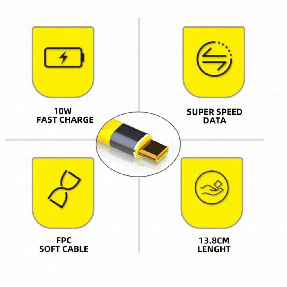 Yellow USB 3.1 Type C Male Host to USB3.0 Type A Female OTG Flat Slim FPC Data Cable for Laptop Phone UC-063-0.13Y